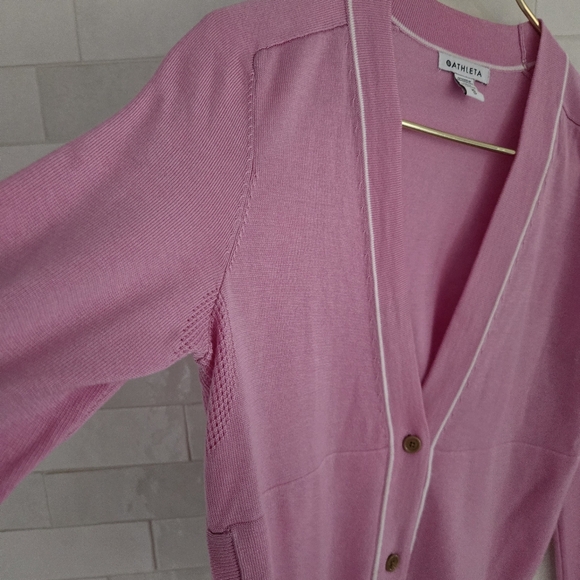 Athleta Lightweight Merino Wool Lyocell Button Cardigan Sweater Quartz Pink XS - Picture 5 of 8